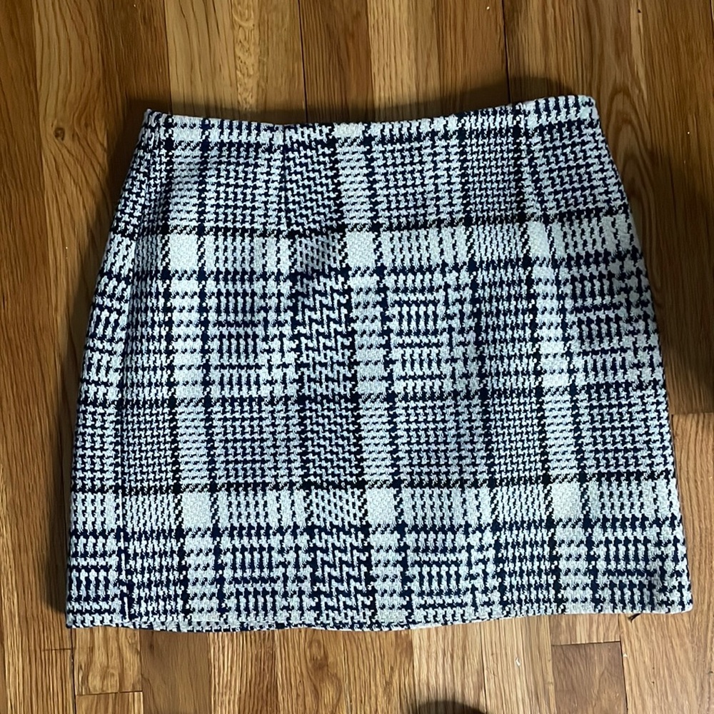 H&M Cream Blue and Black Tweed Skirt